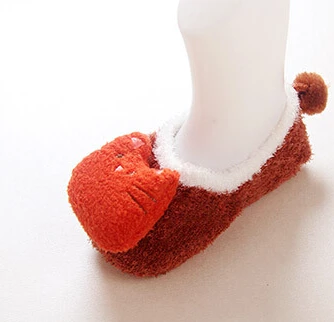 Нескользящие носки для малышей с рисунком перьев из мультфильма; резиновые носки для малышей; носки-тапочки для малышей - Цвет: 4