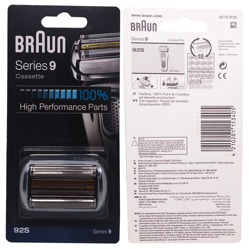 Braunn 92s серии 9 Фольга& сменный резак головка кассеты бритвенные лезвия 9030s 9040s 9050cc 9090cc 9095cc