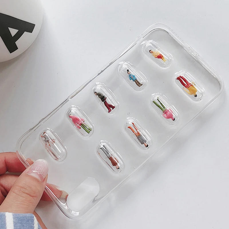 Falta lindo estereoscópica cápsula muñeca teléfono caso para iPhone 7 6 6 S 8 Plus X XS X Max XR encantador claro TPU cubierta de dibujos animados Fundas