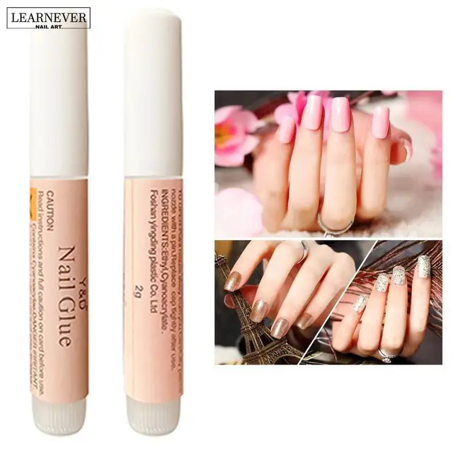 LEARNEVER 2pcs Nail Glue 2g Nail Art Faluse Nail Tips Professional Acrylic Beauty Mini Glue 