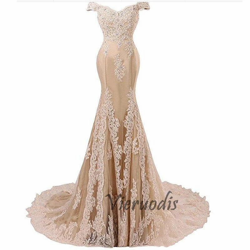 10-1             Mermaid Off The Shoulder Prom Dresses Tulle Appliques Diamonds Formal Gowns Full Length Women Evening Celebrity Dresses 2019 Sweep Train