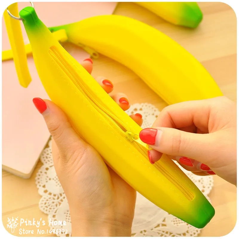 

Korea Stationery Pencil Silicone Purse Wallets Bananas Pen Pouch Pencils Bag