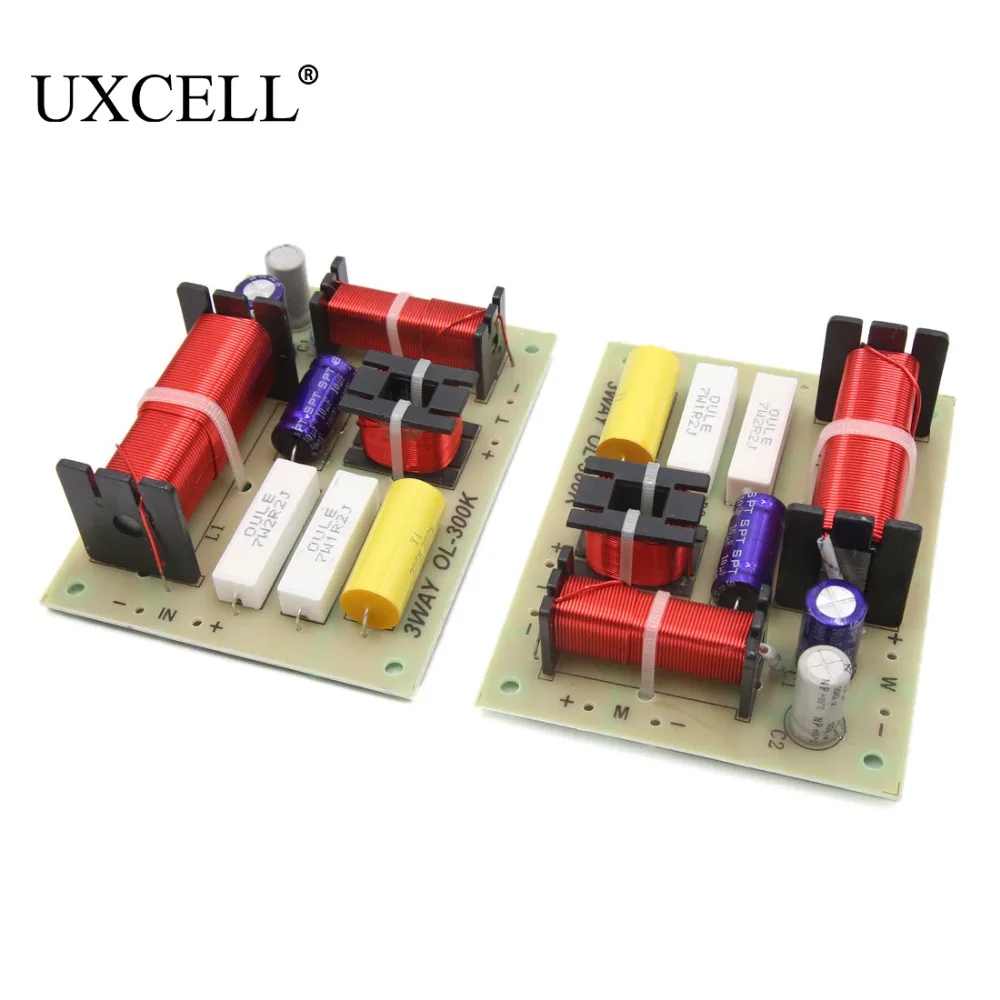 2Pcs 180W 3 Way Audio Speaker Frequency Divider Aplifier Crossover Filters Board 4800Hz Universal for Car Auto UXCELL