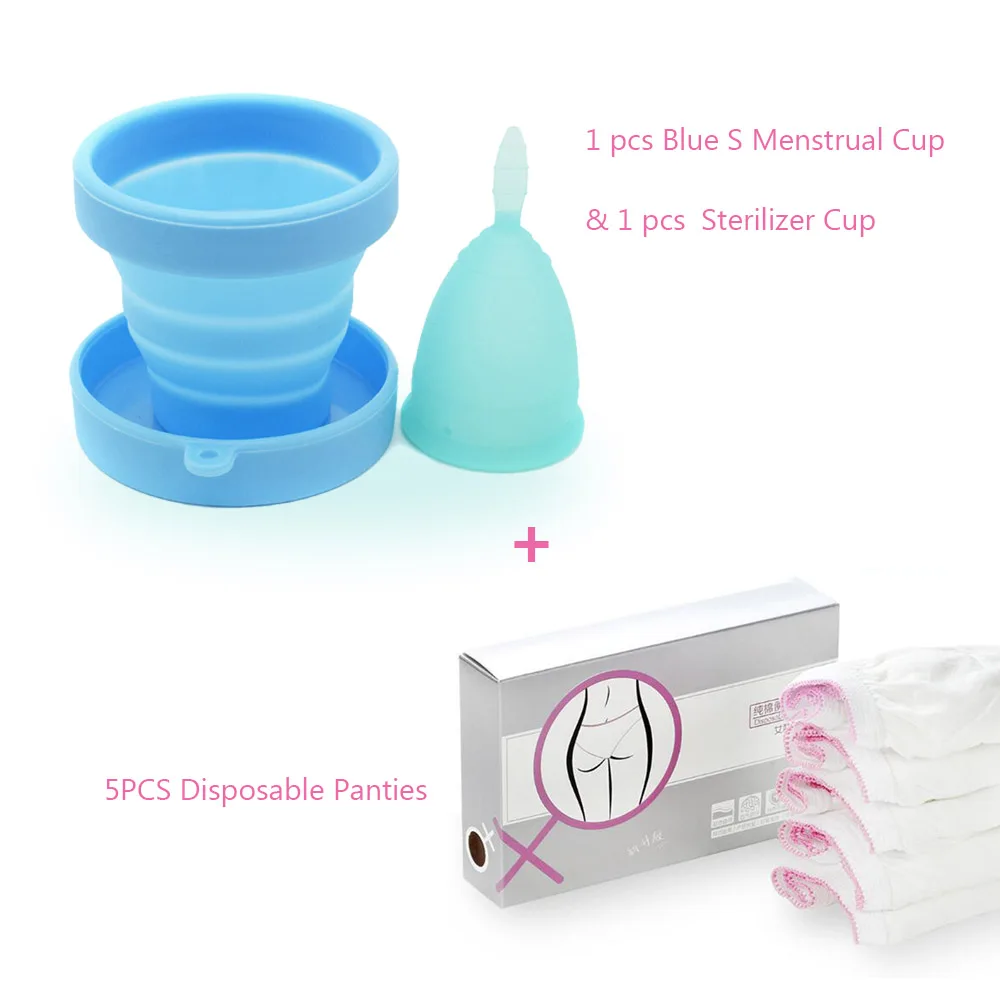 7 PCS/SET Women's Reusable Menstrual Periods Cup with Sterilizer Cup and 5 PCS Disposable