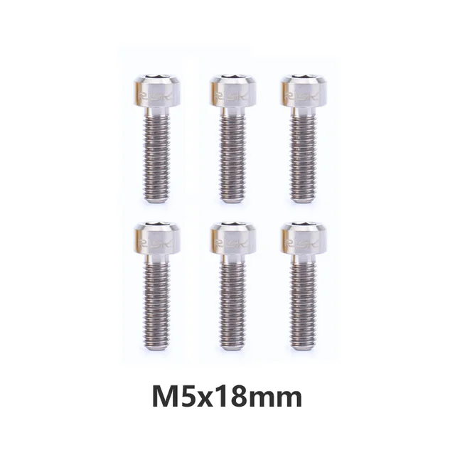 6PCS M5x16/18mm Titanium Bicycle Stem Bolt Screws for Road Racing Mountain Bike Stem Fixing Bolts Ti Black Gold Rainbow M5x18mm Titanium