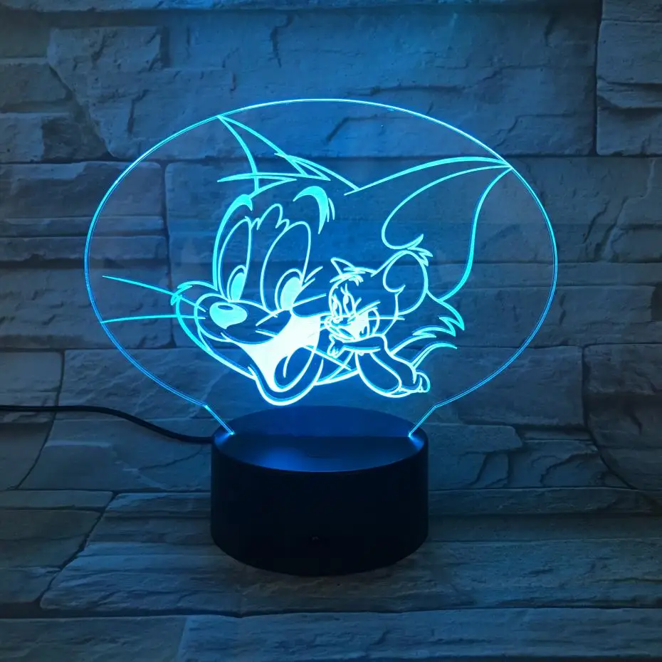 

Tom and Jerry Night Light LED Cartoon 7 Color Changing Touch Sensor Children Gift luminaria Comics Table Lamp Bedroom Decor