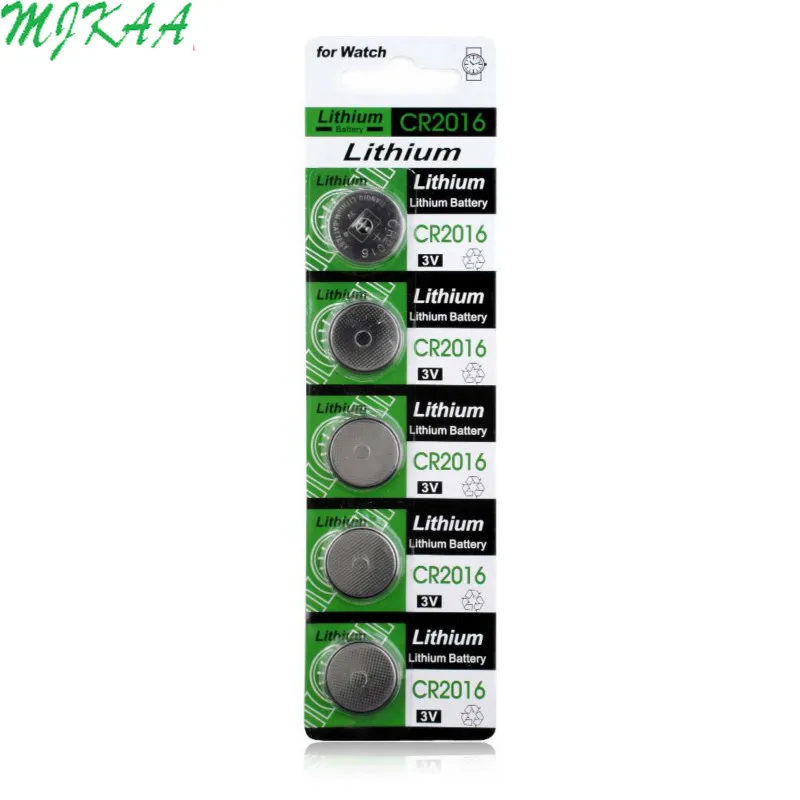 100 шт. = 20 карт CR2016 кнопочные батареи LM2016 BR2016 DL2016 ячейка монета литиевая батарея 3 в CR для часов Электронные игрушки дистанционного управления