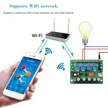 Умный пульт дистанционного управления 4ch DC 5V Wifi беспроводной универсальный