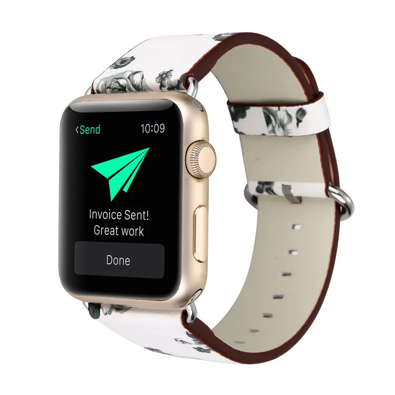 

Applicable To For APPLE WATCH Apple Leather Strap Pastel Floral Series Leather Watch Strap For iwatch Wristband