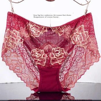 

Plus Size High Waist Panties for Women Underwear Sexy Lace Transparent Hollow Out Large Size Mesh Briefs Big Pantie Female Xxxxl