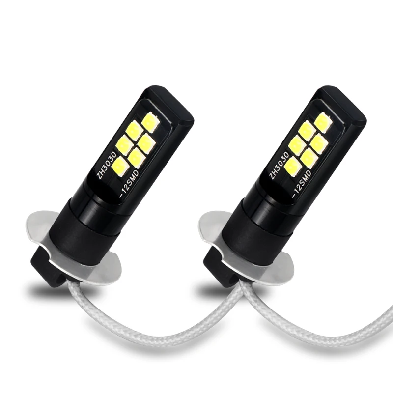 H3 LED White-2pcs 2 шт. Супер Яркие H3 лампы Автомобильные противотуманные фары светодиодный 6000 K белый высокой мощности 3570 лампочки csp Автомобильная задняя сигнальная лампочка автомобильные аксессуары - Испускаемый цвет: H3 LED White-2pcs