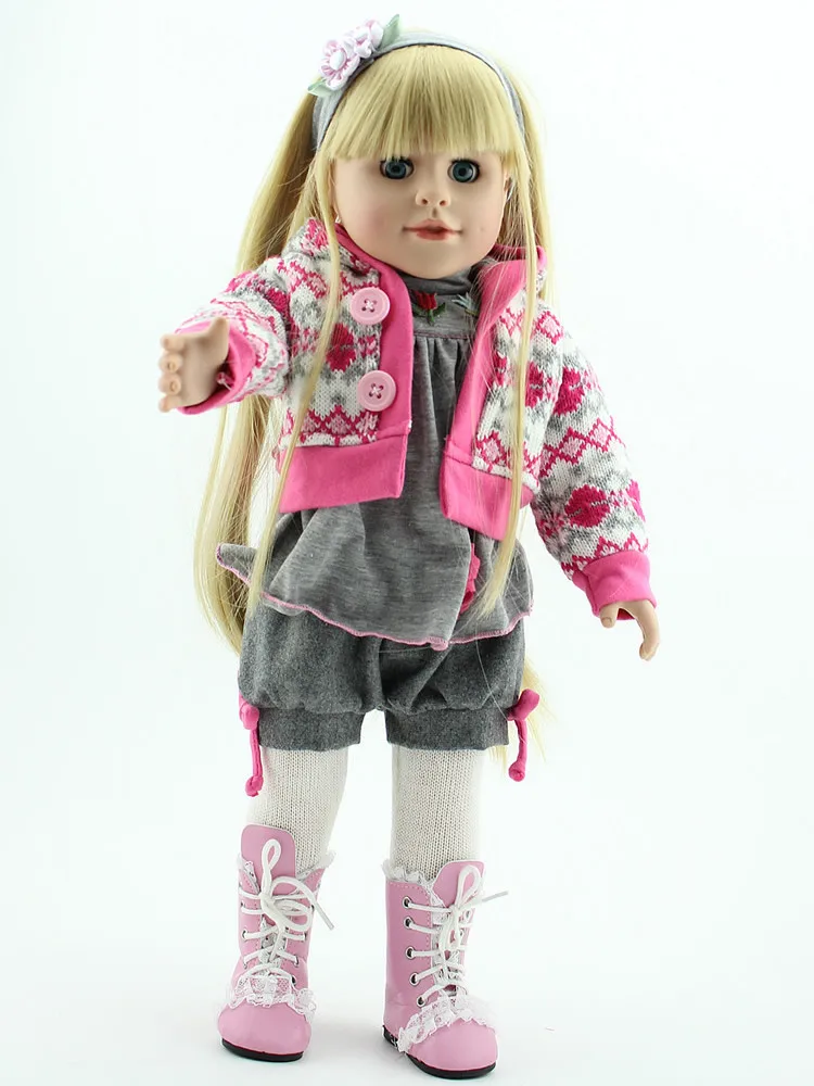 Американская принцесса блонд, длинные прямые волосы, куклы для девочек, 18 дюймов, куклы для новорожденных, ручная работа, игрушки для новорожденных