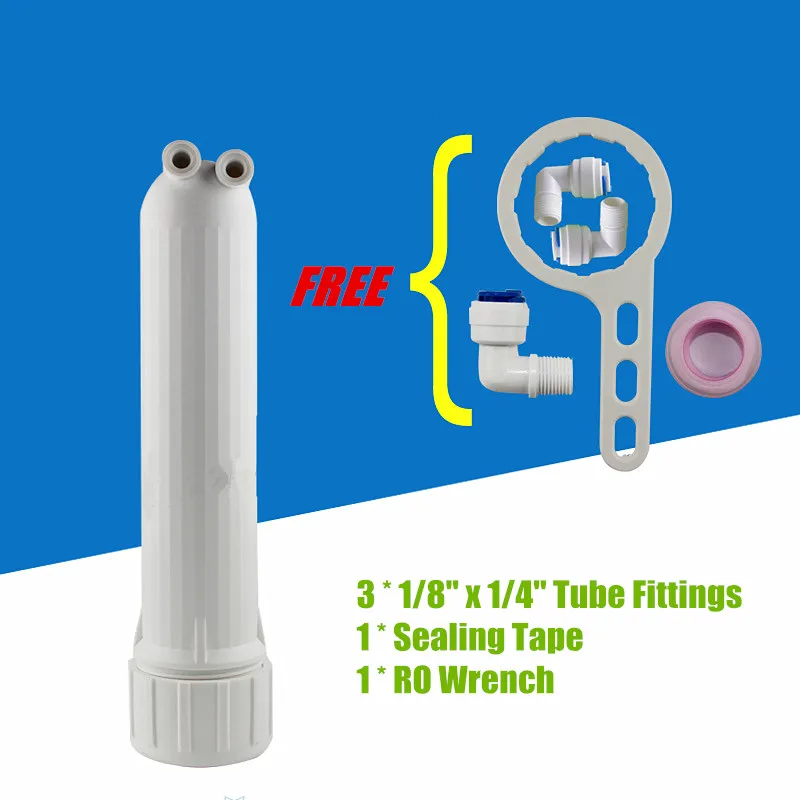 

50/75GPD RO Membrane Shell Reverse Osmosis Water Filter Membrane Housing Standard Free 3 x Elbow Fittings with 1 x RO Wrench