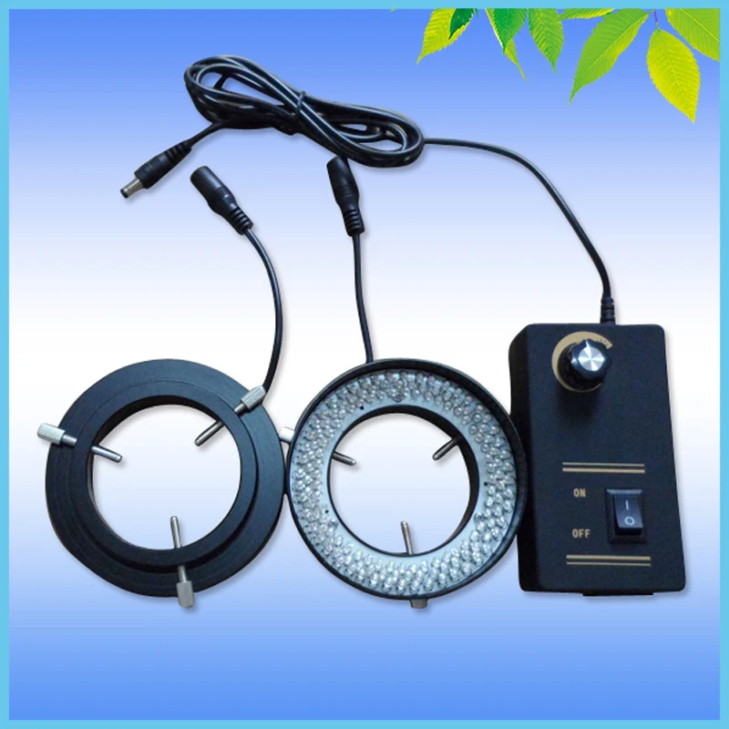61mm Inner Dia. Microscope Illuminator 144 LED Ring Light White Ring Lamp with Adapter 90V-240V