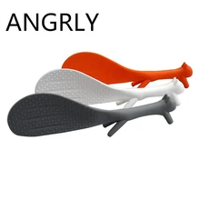 Новое поступление, кухонные ложки с антипригарным рисовым рисунком, милая белка, ложка для супа, столовая посуда, инструменты для приготовления пищи, конфеты, цветы