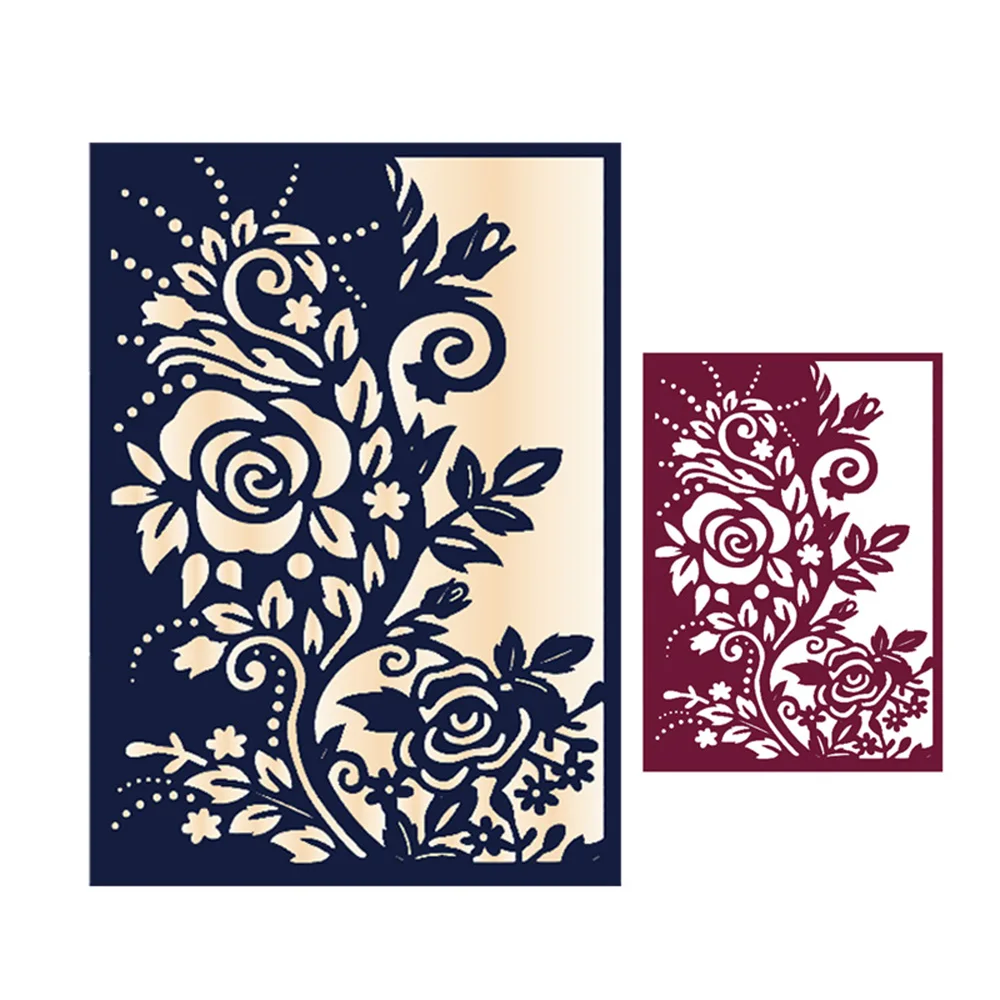 

Metal Cutting Dies Rose Flower Frame Stencil for DIY Scrapbooking Paper Album Card Craft Embossing Dies Cut 9.5x13.1cm