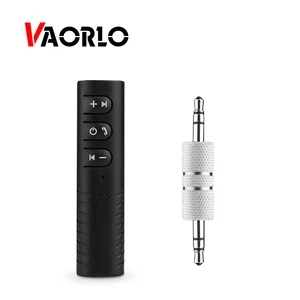 VAORLO мини Беспроводной Bluetooth автомобильные Хэндс фри, 3,5 мм Потоковое вещание A2DP Беспроводной авто с разъемом подачи внешнего сигнала AUX адаптер с микрофоном для автомобильными стерео-и акустическими системами MP3 - изображение