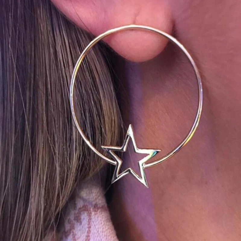

Tocona Metal Punk Geometry Round Five Pointed Star Dangle Drop Earring For Women Fashion Pendant Party Earring Jewelry 7062