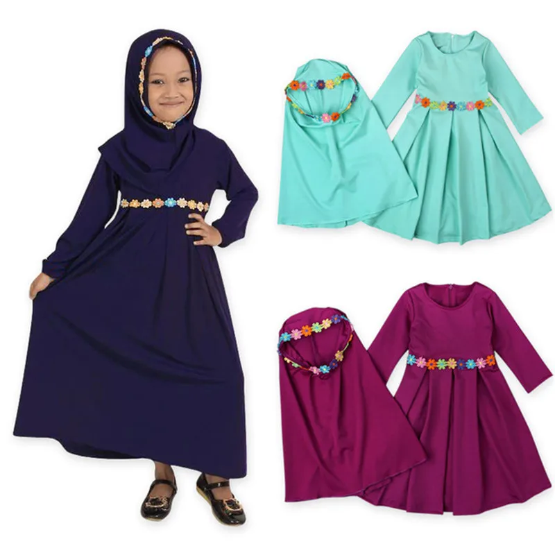 

Ramadan Vestidos Children Kaftan Turkey Abaya Kids Dubai Arabic Muslim Girl Dress Moslima Turkish Islamic Clothing 2Pices