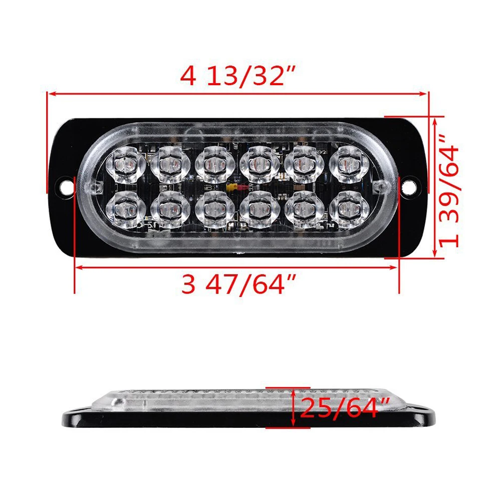 castaleca car lights 2X Side marker strobe lights 12 LED Ultra-thin Emergency warning Light 19 flash patterns 12V-24V Waterproof castaleca car lights 2X Side marker strobe lights 12 LED Ultra-thin Emergency warning Light 19 flash patterns 12V-24V Waterproof