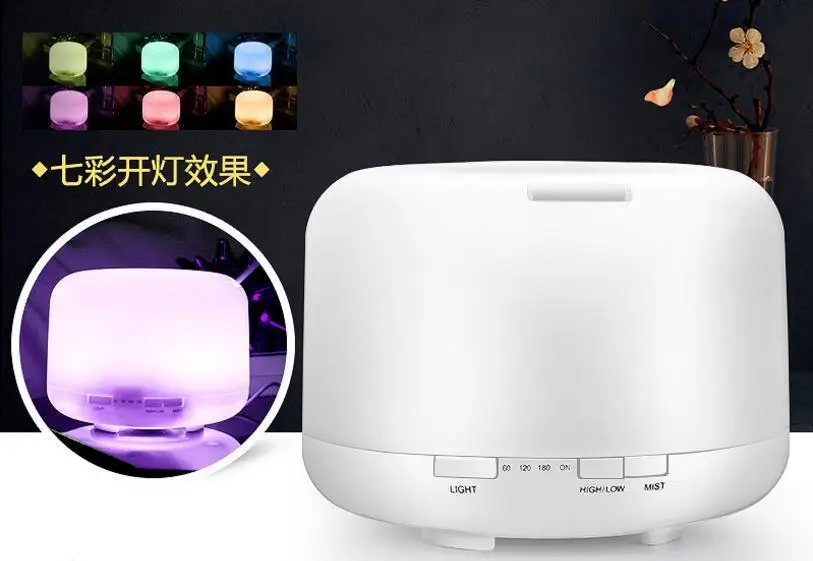 

Wholesale 500ML Colorful LED Essential Oils Diffusers Aromatherapy diffuser Household mute purifier Air ultrasound humidifier