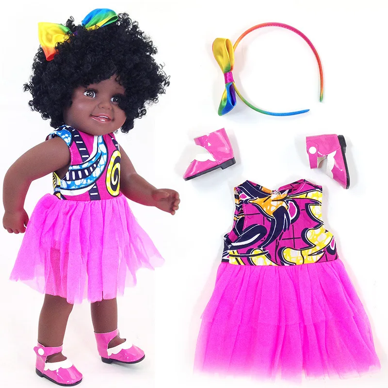 

African black baby doll reborn girl 18inch full vinyl body bebe boneca corpo inteiro de silicone reborn dolls American doll