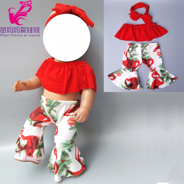 

43cm born baby doll clothes one shoulder Bell Bottom Pants Wide Leg Trousers for 18inch girl doll fashion clothes