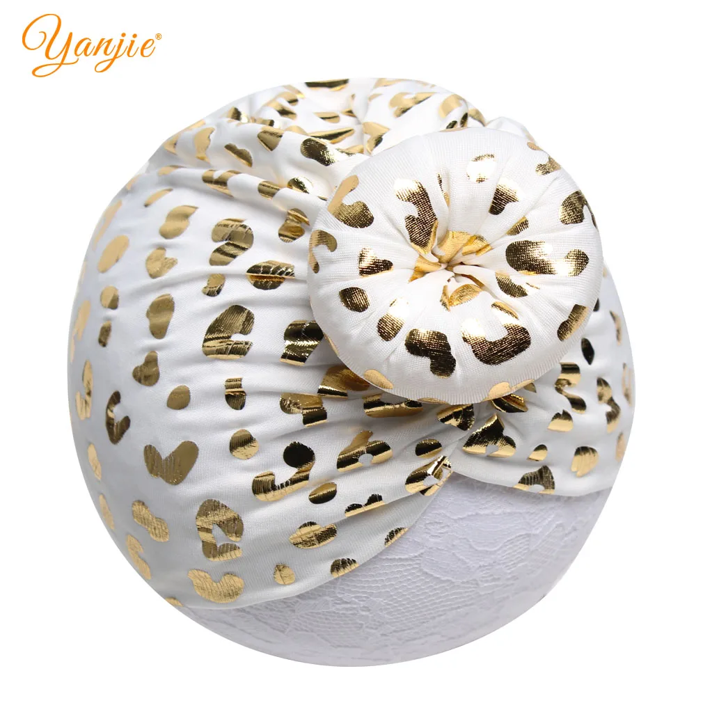 

2019 New Arrival Classical Metallic Leopard Ball Turban Black/White Kids Girl Headband Chic Photo Pro Hair Accessories Headwrap