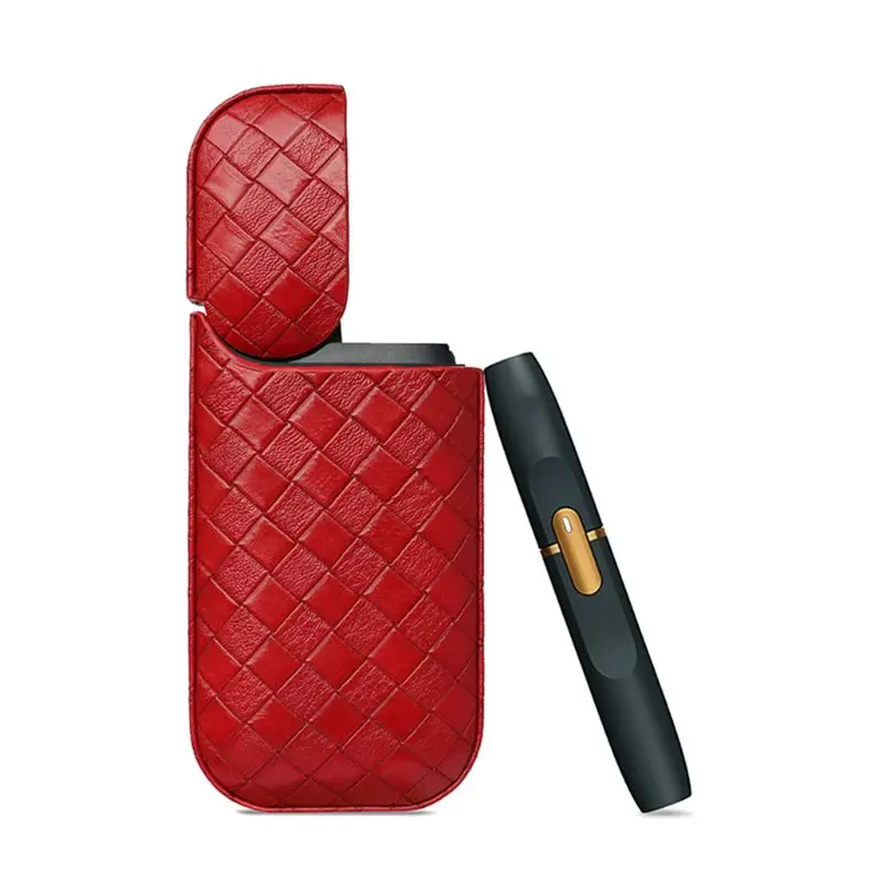 Портативный тканый узор из искусственной кожи чехол защитный чехол сумка для IQOS 2,4 плюс электронная сигарета Vape аксессуары - Цвет: 04-Red