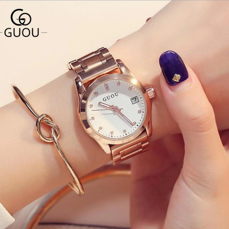 

GUOU Luxury Diamond Wrist Watch Women Watches Rose Gold Ladies Watch Women's Watches Clock saat reloj mujer relogio feminino