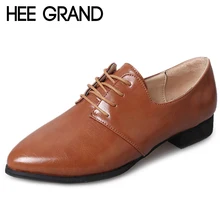 Полуботинки HEE GRAND женская обувь на шнуровке на платформе Обувь шнурованная для женщин британский стиль лианы Офисные женские туфли Туфли без каблуков 4 цвета Большие размеры 35–43 xwd6385