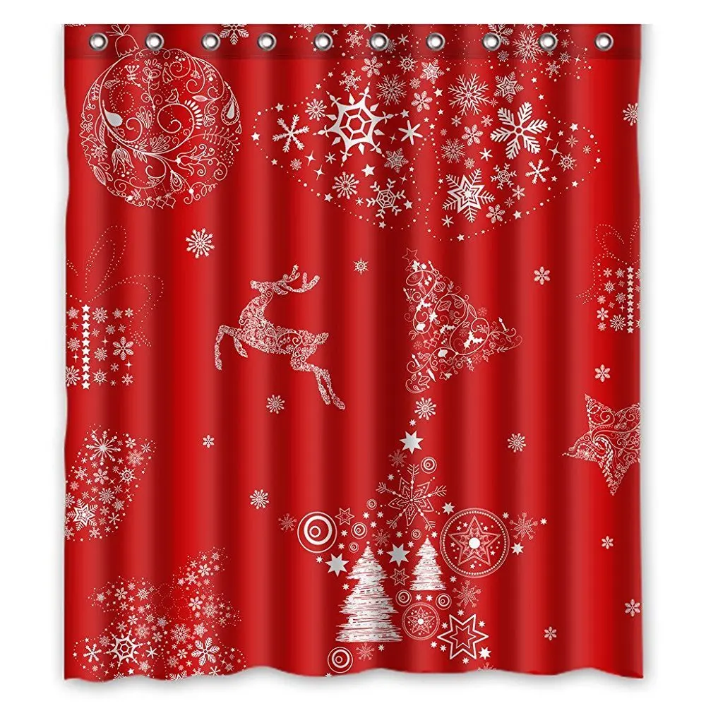 Memory Home Xmas Merry Christmas Reindeer Red Shower Curtain 66" x 72