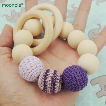 

Fade purple lilac color crochet beads sumutra wooden beaded baby Crochet nursing toy - teething bracelet NT044