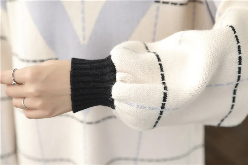 Loose Knitted Sweater V Neck Sweater Female 2018 Women Sweaters dress Pullovers Autumn Long Sleeve Sweater Jumper (10)