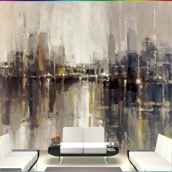 

beibehang Home interiorWallpaper Modern Abstract Art Graffiti Oil Painting City Building Skyscraper Wall Background Wallpaper 3d