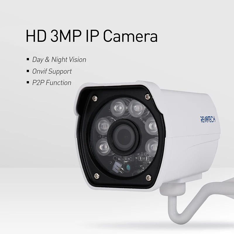 H.265 Водонепроницаемая цилиндрическая IP камера 3 Мп 1296P / 1080P массисветодиодный