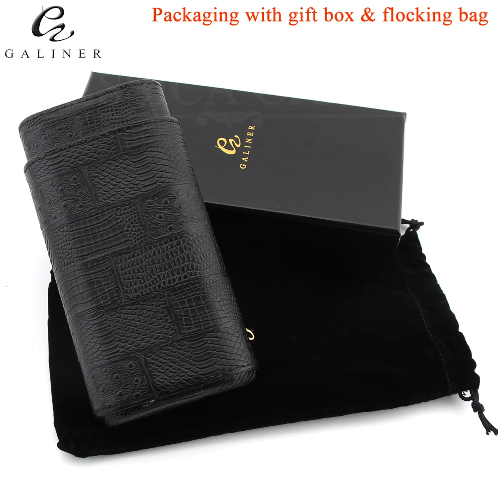 GALINER Gadgets Cedar Wood Humidor Leather Cigar Travel Case Portable 3 Tubes Holder Cigar Humidor