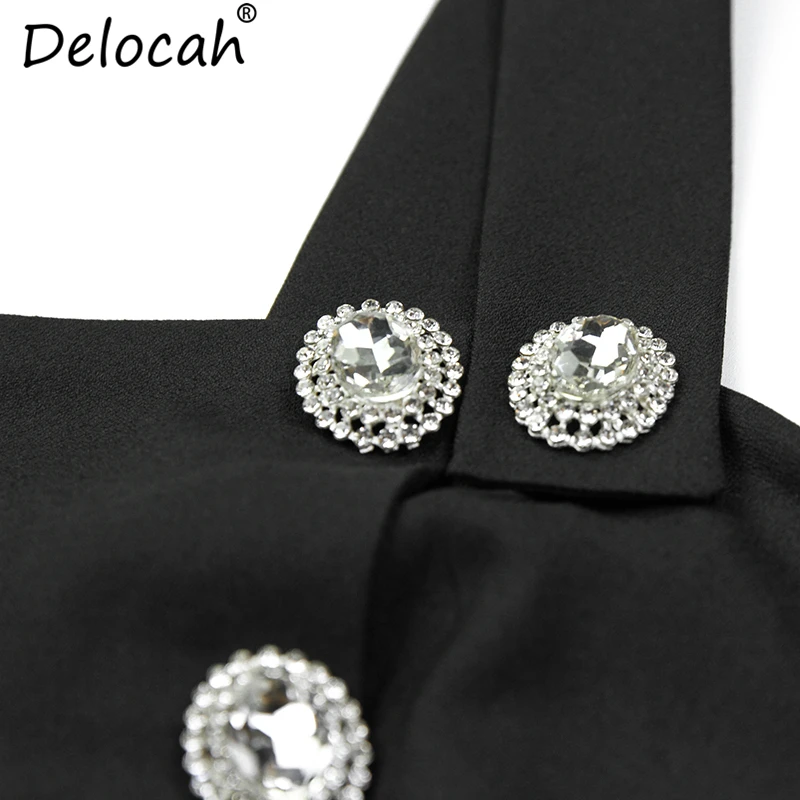 Delocah New 2019 Women Spring Summer Dress Runway Fashion Designer Sexy Spaghetti Strap Backless Elegant Vintage Vacation Dress