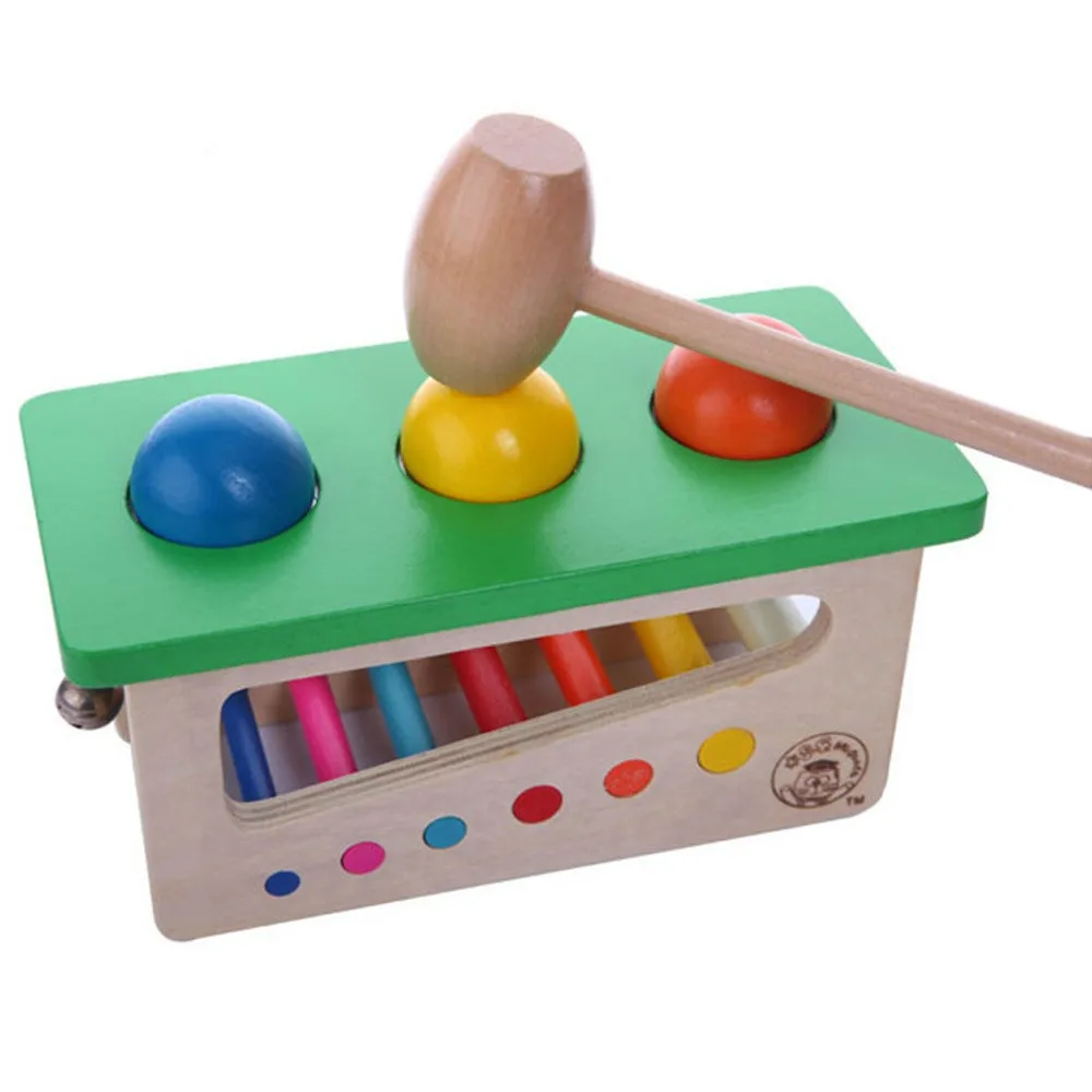 Baby Toys Wooden Hammer and Rolling Ball Educational Sound Knocking Toys for Kids above 3 Years