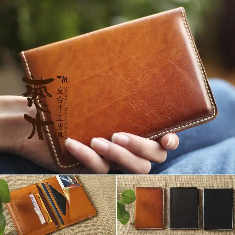 Multifunction leather retro handmade leather passport cover passport