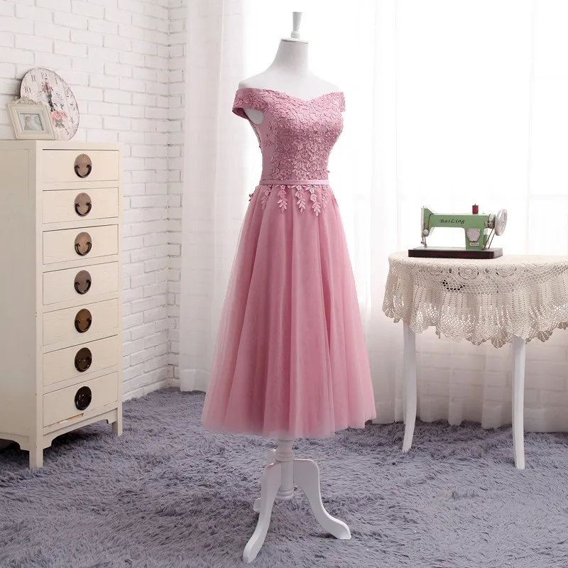 MNZ502L# вышивальное синее платье подружки невесты на шнуровке, новинка осень-зима, короткое платье средней длины для выпускного вечера, платье для девочек размера плюс на заказ