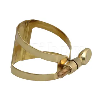 

Yibuy Metal Adjustable Tenor Saxophone Ligature Clip Gold Mouthpiece Ligature