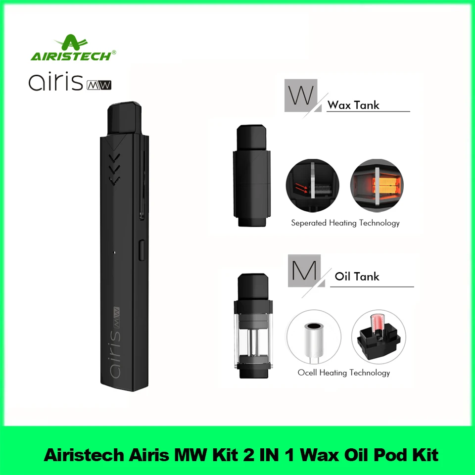 

Clearance Starter Kit Airistech Airis MW Kit 420Mah 2 IN 1 Wax Oil Pod Vape Pen Battery Plug Connection Pods Mod M W Vaporizer
