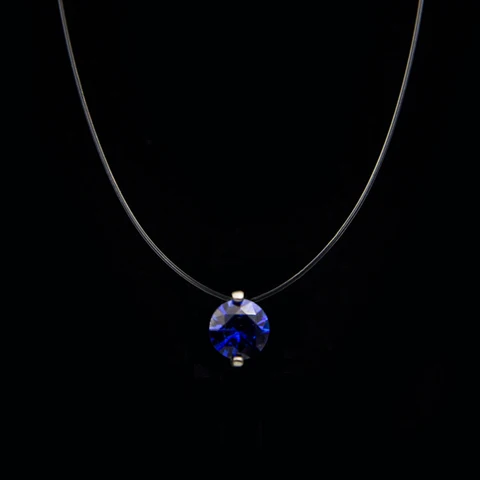 Female Transparent Fishing Line Necklace Women Rhinestone Choker Invisible Chain Pendant Necklace Collier Femme Jewelry