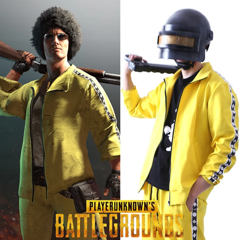  PUBG Playerunknown's Battlegrounds Cosplay Costume Coat Yellow Sportswear Suits Jacket coat+pants