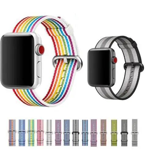 Красочный тканый нейлоновый ремешок для наручных часов apple Watch 42mm 38 мм 40 44