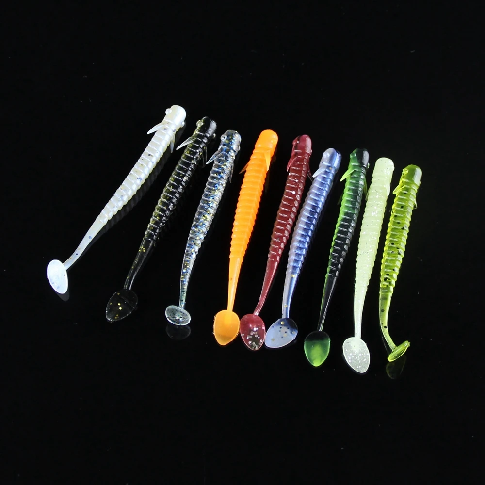 24pcsLot 8cm 2g 9 Colors Paddle Tail Soft Grubs 3D High Imitation Fish Lure Jig Head Soft Lure For Bass Fishing Mandarin Fish  (21)