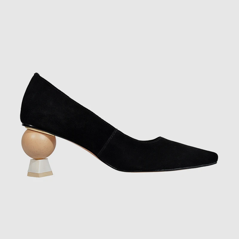 Cuero Khaki Nuevo Asimétrico 2019 Señora Bonjomarisa Bombas Zapatos Alto Oficina negro Genuino Tacón Calidad De 34 Todo Mujer 42 Primavera PUqwywcp5