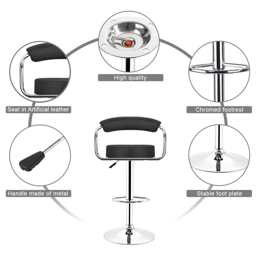 JEOBEST Новое поступление 2 шт регулируемый газовый подъемник барные стулья современные стулья из искусственной кожи с полой спинкой стул барные стулья для паба HWC