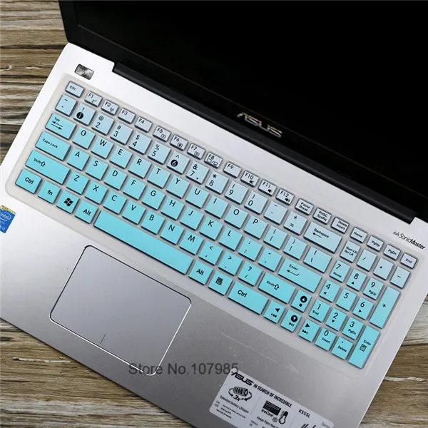 Ультра тонкий силиконовый защита для клавиатуры ноутбука кожного покрова для Asus F555 F555LA F555LJ F555LB F555LD X550ZA K501UX K501UW GL552VW - Цвет: Gradualskyblue